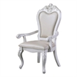Pemberly Row Set of 2 Carved Dining Armchairs with Faux Leather in White