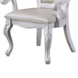 Pemberly Row Set of 2 Carved Dining Armchairs with Faux Leather in White