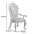 Pemberly Row Set of 2 Carved Dining Armchairs with Faux Leather in White