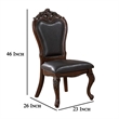 Pemberly Row Set of 2 Carved Side Dining Chairs w/ Faux Leather in Cherry Brown