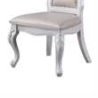Pemberly Row Set of 2 Carved Side Dining Chairs with Faux Leather in White