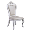 Pemberly Row Set of 2 Carved Side Dining Chairs with Faux Leather in White