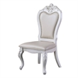 Pemberly Row Set of 2 Carved Side Dining Chairs with Faux Leather in White