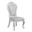 Pemberly Row Set of 2 Carved Side Dining Chairs with Faux Leather in White
