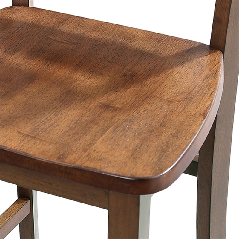 Pemberly Row 5 Piece Rubberwood Dining Set with Slat Back Chairs in Walnut Brown