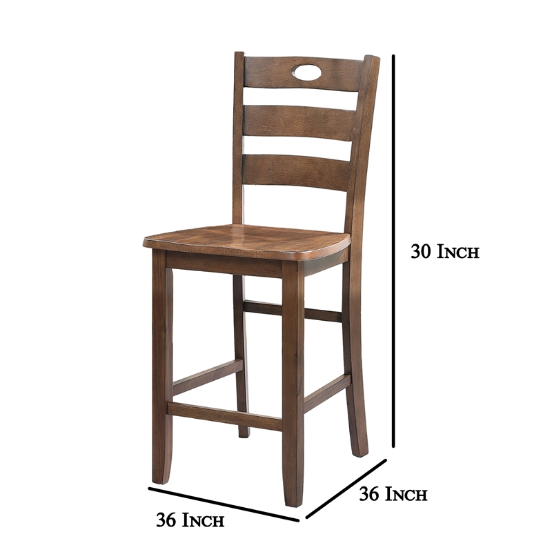 Pemberly Row 5 Piece Rubberwood Dining Set with Slat Back Chairs in Walnut Brown