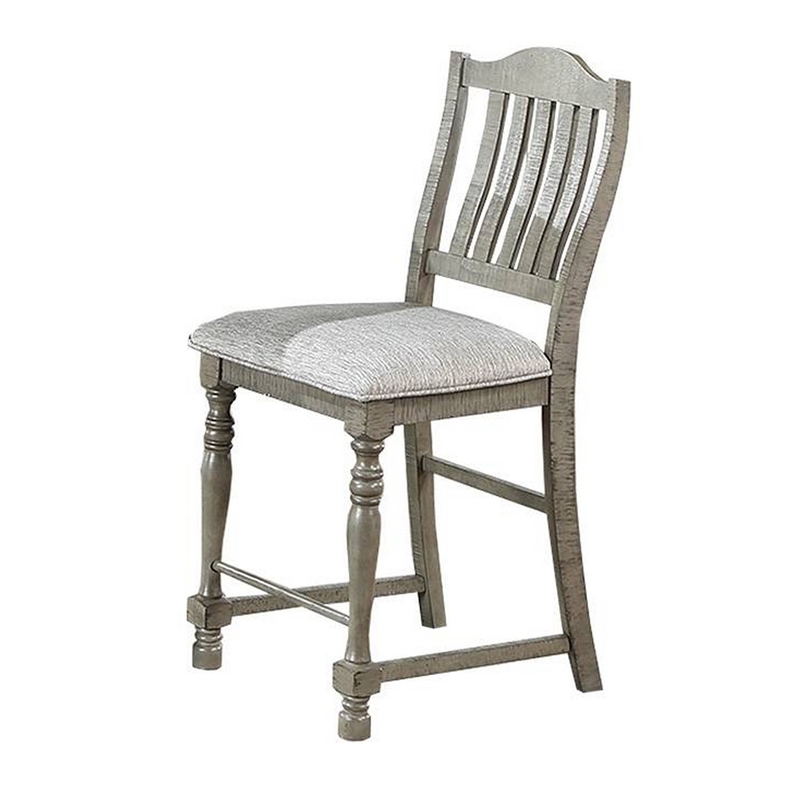 Pemberly Row Set of 2 Counter Height Chairs with Open Slat Back in Light Gray
