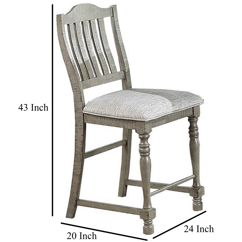 Pemberly Row Set of 2 Counter Height Chairs with Open Slat Back in Light Gray