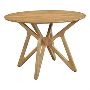 Pemberly Row 42&quot Round Dining Table with Geometric Angled Base in Walnut Brown