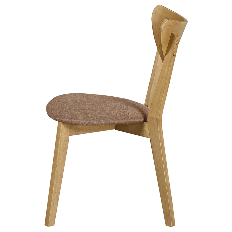 Pemberly Row 2Pc Dining Chairs with Brown Fabric & Tapered Legs in Walnut Brown