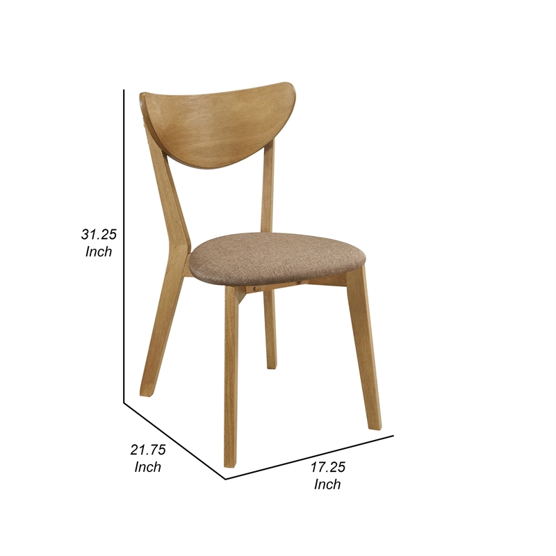 Pemberly Row 2Pc Dining Chairs with Brown Fabric & Tapered Legs in Walnut Brown