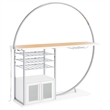 Pemberly Row Home Bar Table with LED Lighting and Wine Storage in White Chrome