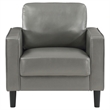 Pemberly Row Accent Chair with Modern Track Arms in Gray Faux Leather