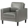Pemberly Row Accent Chair with Modern Track Arms in Gray Faux Leather