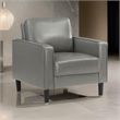 Pemberly Row Accent Chair with Modern Track Arms in Gray Faux Leather