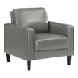 Pemberly Row Accent Chair with Modern Track Arms in Gray Faux Leather