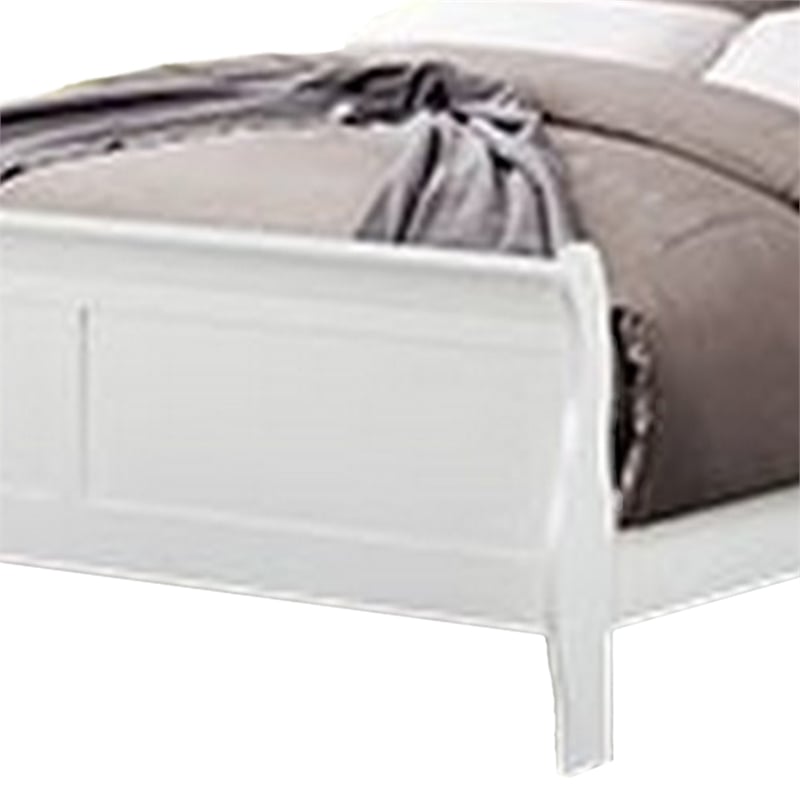 Pemberly Row Queen Size Bed with Panel Headboard and Sleigh Design in White
