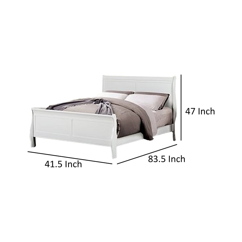 Pemberly Row Twin Size Bed with Panel Headboard and Sleigh Design in White