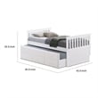 Pemberly Row Twin Captain Bed with Trundle and 3 Drawer Storage in White