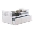 Pemberly Row Twin Captain Bed with Trundle and 3 Drawer Storage in White