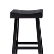 Pemberly Row Barstool Set of 2 with Saddle Seat in Black Solid Wood
