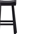 Pemberly Row Barstool Set of 2 with Saddle Seat in Black Solid Wood