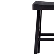 Pemberly Row Barstool Set of 2 with Saddle Seat in Black Solid Wood