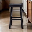 Pemberly Row Barstool Set of 2 with Saddle Seat in Black Solid Wood