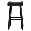 Pemberly Row Barstool Set of 2 with Saddle Seat in Black Solid Wood