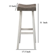 Pemberly Row Barstool Set of 2 with Saddle Seat in Dark Gray and White Wood