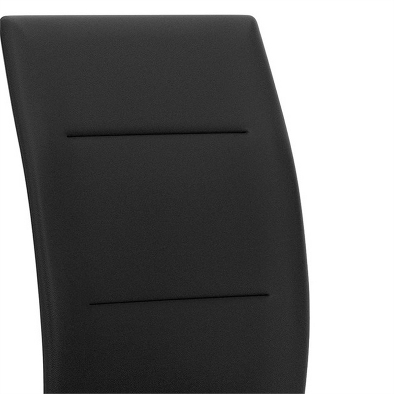 Pemberly Row Side Dining Chair Set of 2 with Curved Back in Black Faux Leather