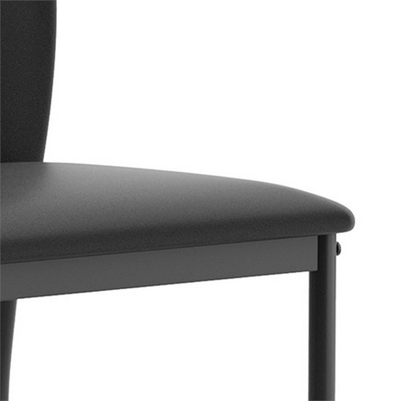 Pemberly Row Side Dining Chair Set of 2 with Curved Back in Black Faux Leather