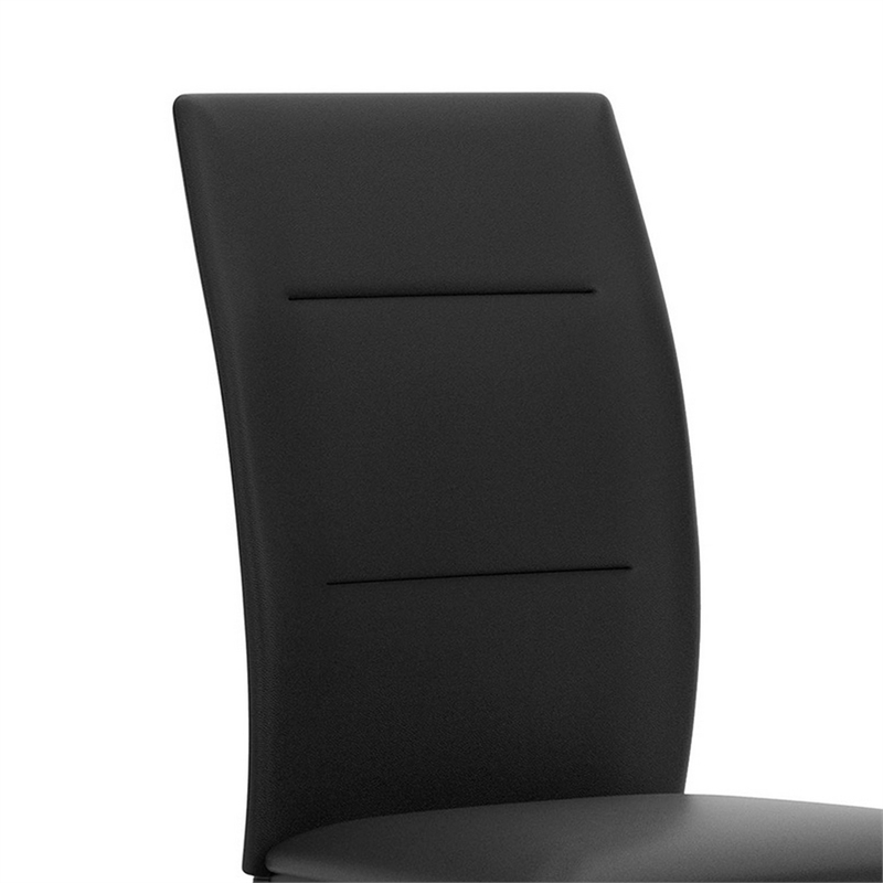 Pemberly Row Side Dining Chair Set of 2 with Curved Back in Black Faux Leather