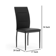 Pemberly Row Side Dining Chair Set of 2 with Curved Back in Black Faux Leather