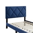 Pemberly Row Full Bed with Tufted Diamond Stitch Headboard in Navy Blue Velvet