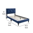 Pemberly Row Full Bed with Tufted Diamond Stitch Headboard in Navy Blue Velvet