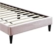 Pemberly Row Twin Bed with Tufted Diamond Stitch Headboard in Light Pink Velvet
