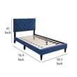 Pemberly Row Full Bed with Tufted Chevron Stitch Headboard in Navy Blue Velvet