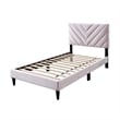 Pemberly Row Twin Bed with Chevron Stitch Tufted Headboard in Navy Velvet
