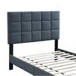 Pemberly Row Twin Bed with Biscuit Tufted Headboard in Charcoal Gray Linen