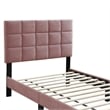 Pemberly Row Full Bed with Biscuit Tufted Headboard in Pink Brushed Linen