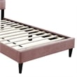 Pemberly Row Full Bed with Biscuit Tufted Headboard in Pink Brushed Linen