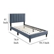 Pemberly Row Full Bed with Channel Tufted Headboard in Charcoal Gray Linen