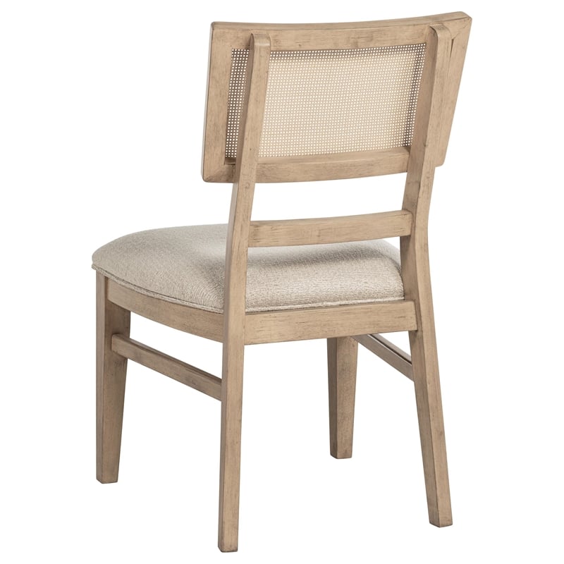 Pemberly Row Set of 2 Dining Chairs w/ Woven Cane Back & Foam Seat in Beige Oak