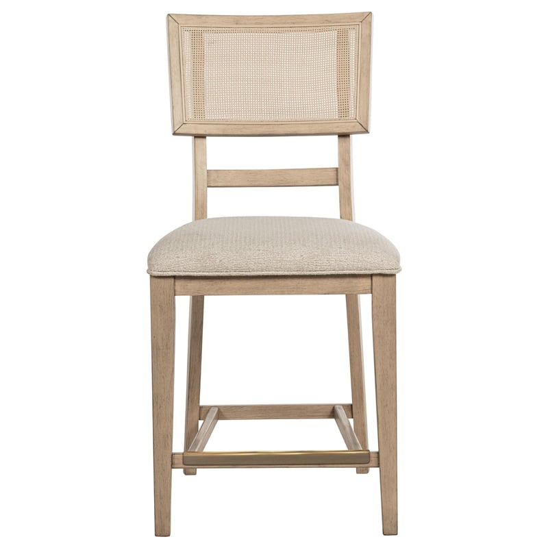 Pemberly Row Set of 2 Counter Height Chairs with Woven Cane Back in Beige Oak