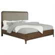 Pemberly Row Queen Bed with Taupe Gray Upholstered Headboard in Walnut Brown