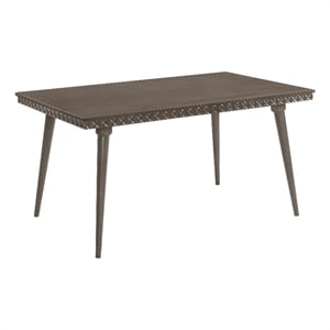 Pemberly Row 59&quot Dining Table with Carved Molding Detail in Dark Brown