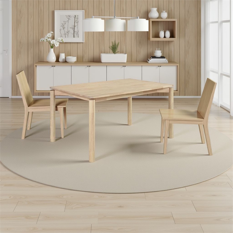Pemberly Row 59 Inch Rectangular Dining Table with Sturdy Legs in White Washed