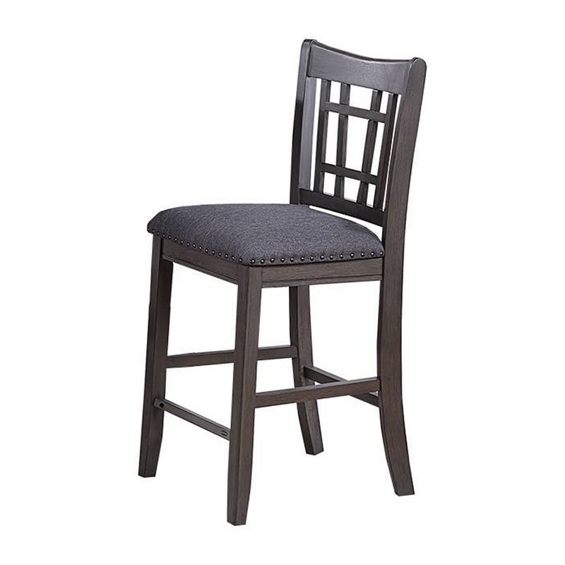Pemberly Row Set of 2 Counter Height Chairs w/ Nailhead Trim & Open Back in Gray