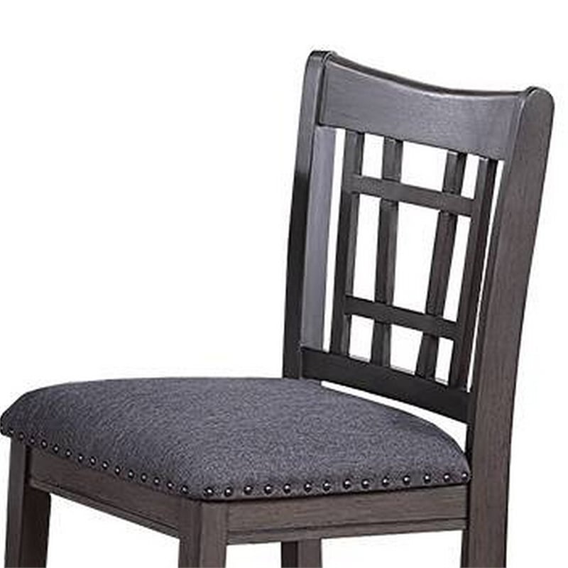 Pemberly Row Set of 2 Counter Height Chairs w/ Nailhead Trim & Open Back in Gray